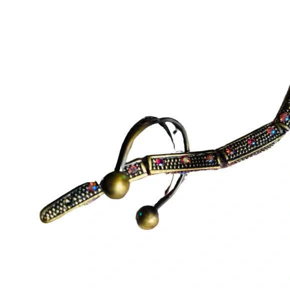 Articulating Bracelet Ring Aurora Borealis Crystals MCM Brass RARE Designer Vtg - Picture 8 of 16